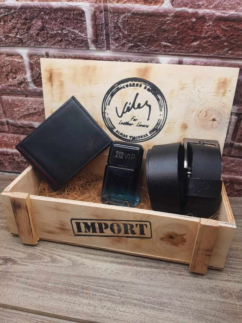 Nuevo COMBO para hombre, correa y billetera Cuero Genuino con loción y caja especial. 🔥🎁
