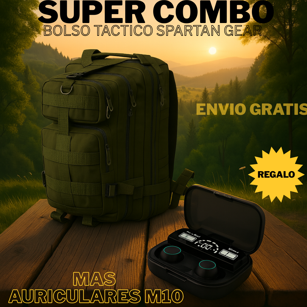 Nuevo SUPER COMBO Morral Táctico Espartan Gear + Airpods M10 totalmente GRATIS !!!