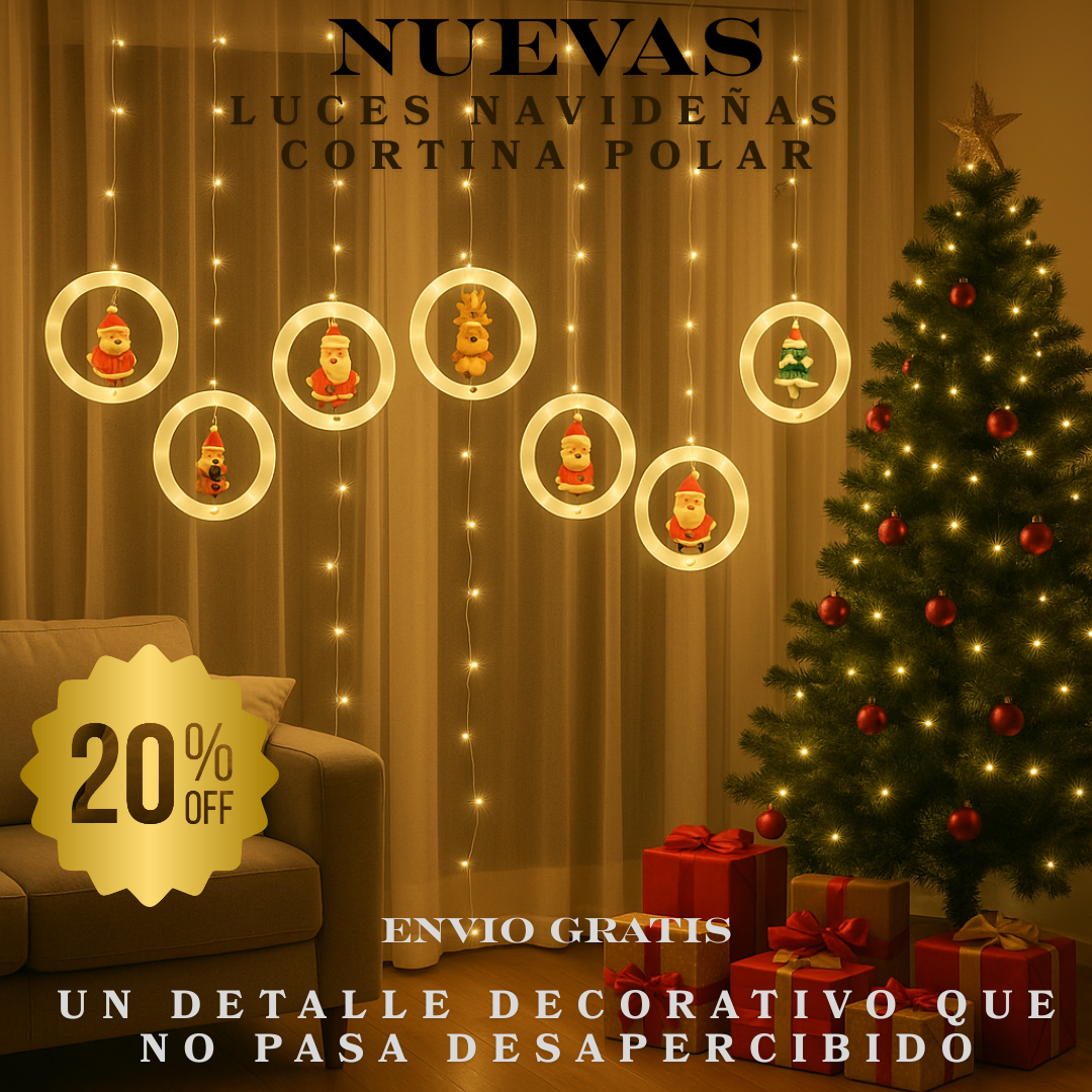 Nueva Cortina Brillo Polar, cortina de aros de luz. 🎄✨🎅