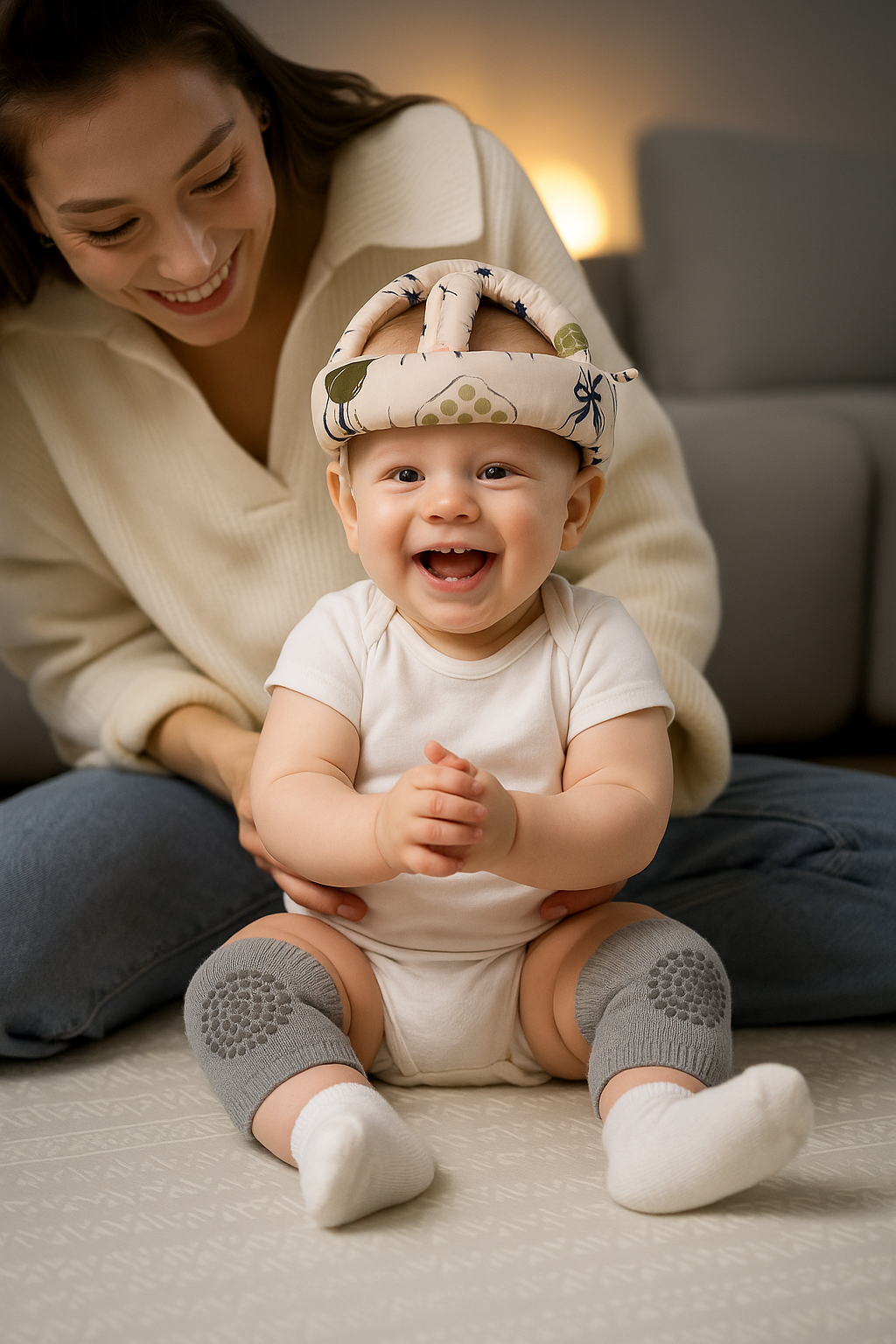 NUEVO GORRO PARA BEBÉS HOPPI 🐰💛 + RODILLERAS GRATIS 🎁