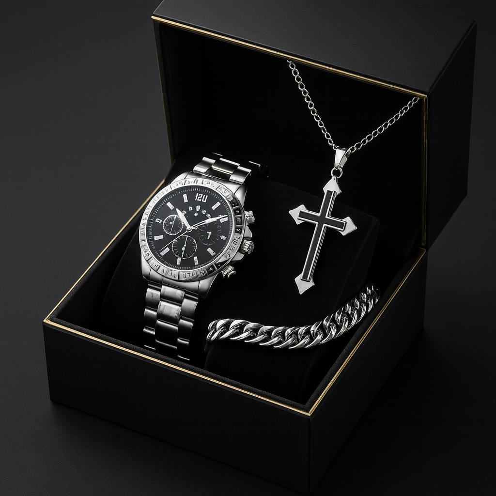 Nuevo combo RELOJ + PULSERA + COLLAR  para hombre !! 💎⌚