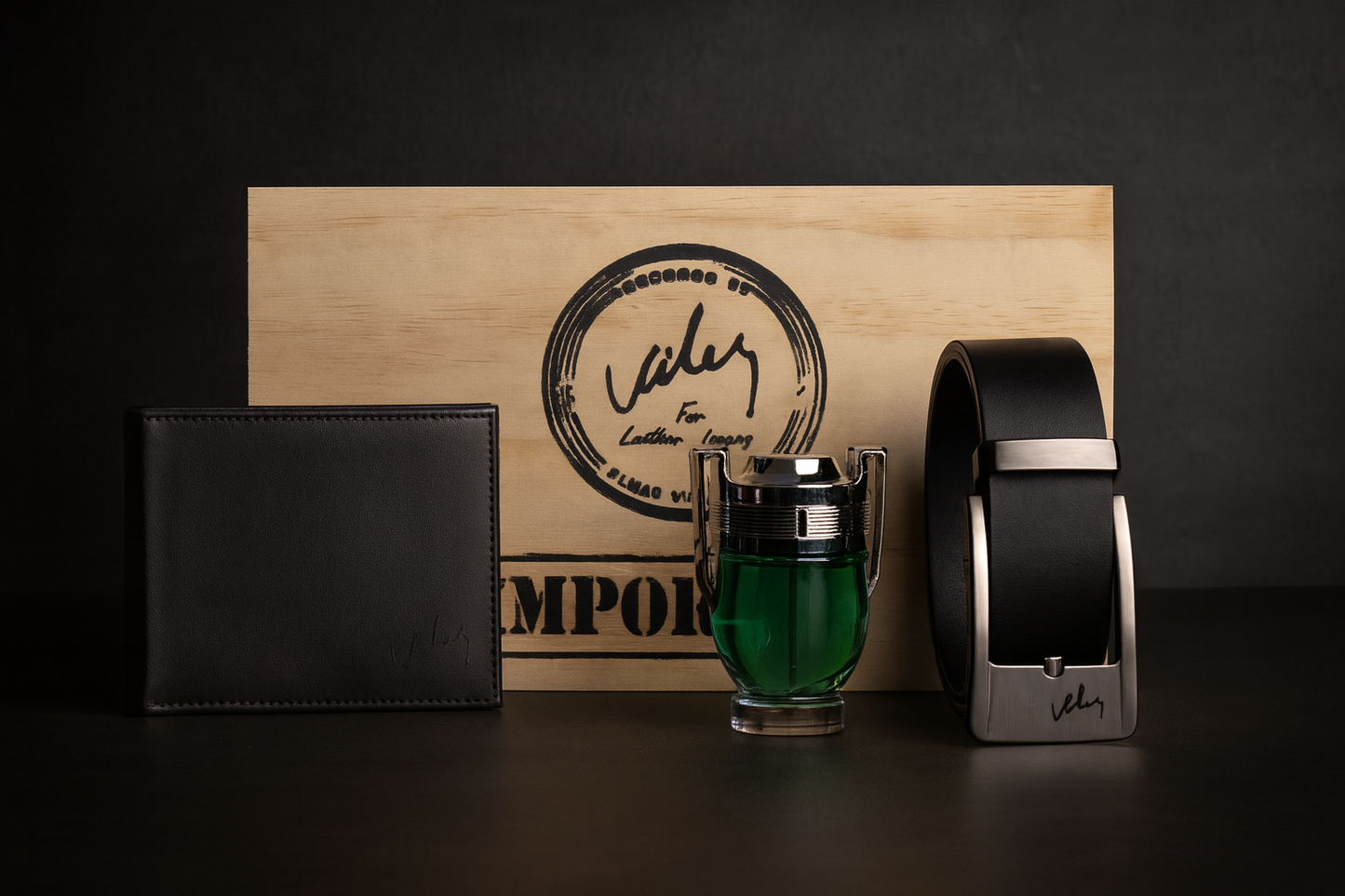 Nuevo COMBO para hombre, correa y billetera Cuero Genuino con loción y caja especial. 🔥🎁